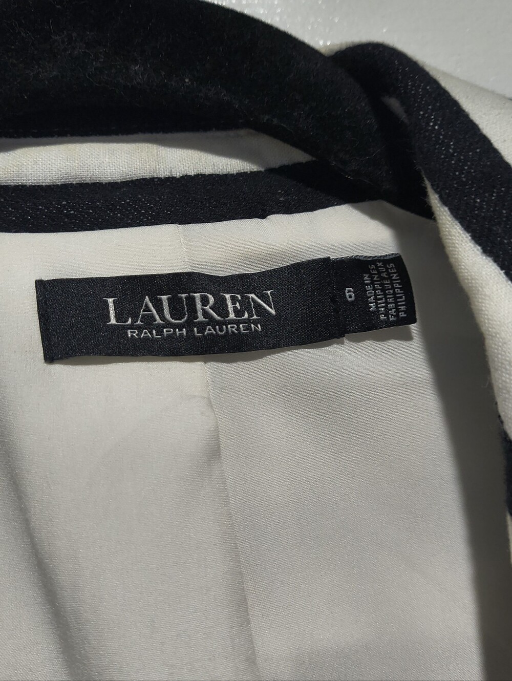 Lauren Ralph Lauren Black White Striped Nautical Tailored Blazer Jacket - Size 6 - Picture 3 of 16